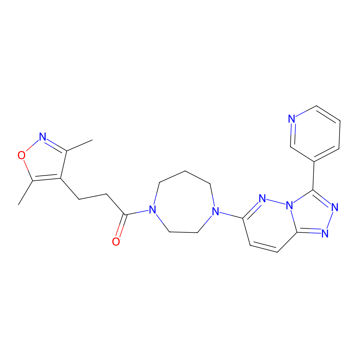 3-(3,5-Dimethyl-1,2-oxazol-4-yl)-1-{4-[3-(pyridin-3-yl)-[1,2,4]triazolo[4,3-b]pyridazin-6-yl]-1,4-diazepan-1-yl}propan-1-one molecular structure, CAS 2380193-80-4