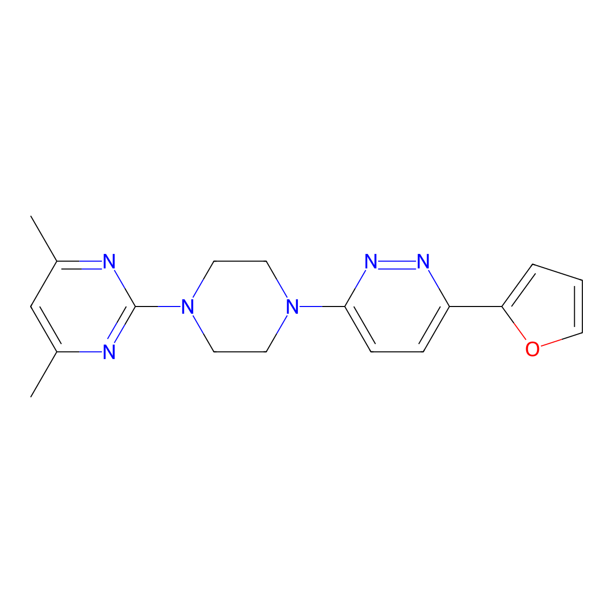 2-{4-[6-(Furan-2-yl)pyridazin-3-yl]piperazin-1-yl}-4,6-dimethylpyrimidine molecular structure, CAS 2380193-85-9
