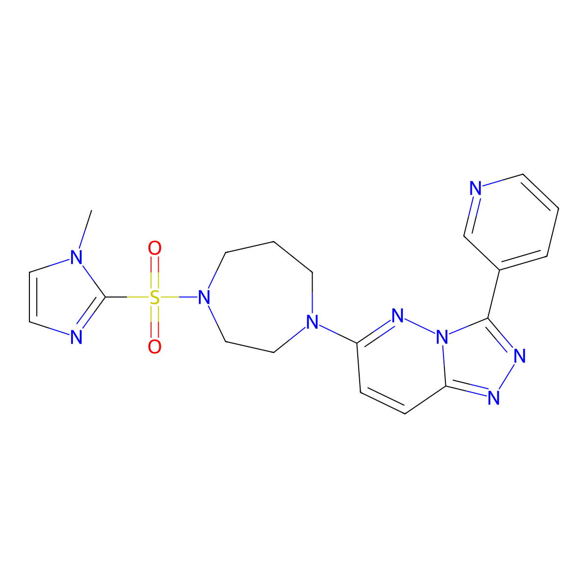 1-[(1-methyl-1H-imidazol-2-yl)sulfonyl]-4-[3-(pyridin-3-yl)-[1,2,4]triazolo[4,3-b]pyridazin-6-yl]-1,4-diazepane molecular structure, CAS 2380193-89-3