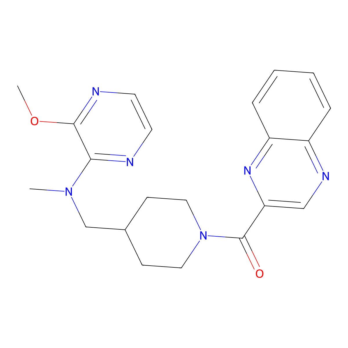 3-methoxy-N-methyl-N-{[1-(quinoxaline-2-carbonyl)piperidin-4-yl]methyl}pyrazin-2-amine molecular structure, CAS 2380193-94-0