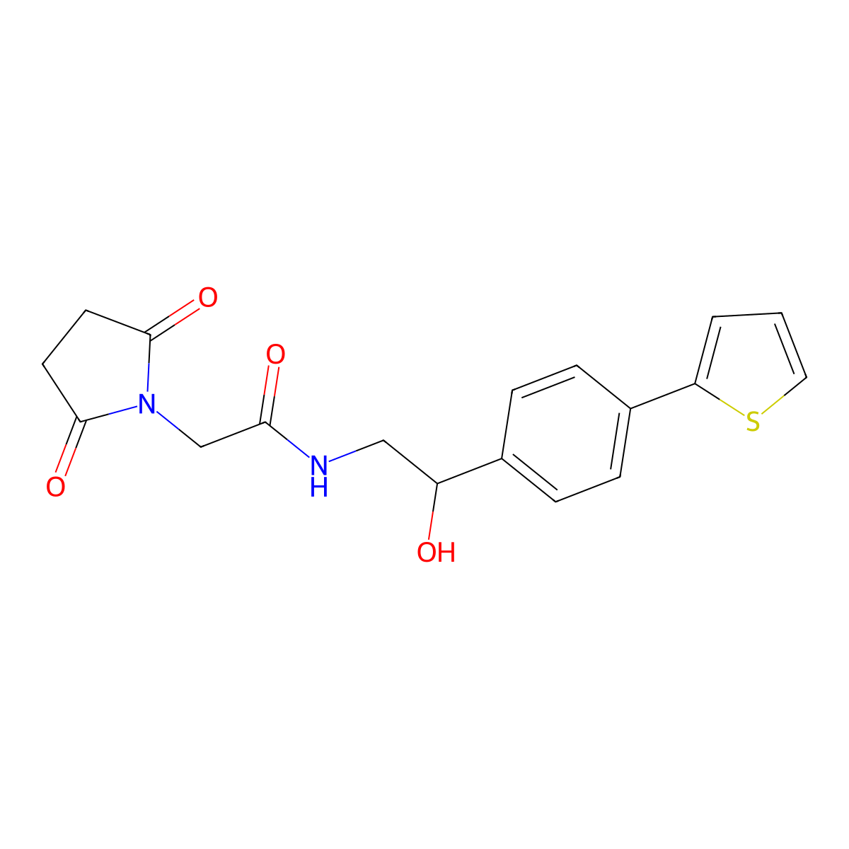 2-(2,5-dioxopyrrolidin-1-yl)-N-{2-hydroxy-2-[4-(thiophen-2-yl)phenyl]ethyl}acetamide molecular structure, CAS 2380194-09-0