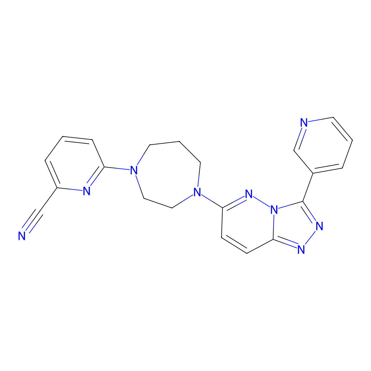 6-{4-[3-(Pyridin-3-yl)-[1,2,4]triazolo[4,3-b]pyridazin-6-yl]-1,4-diazepan-1-yl}pyridine-2-carbonitrile molecular structure, CAS 2380194-11-4