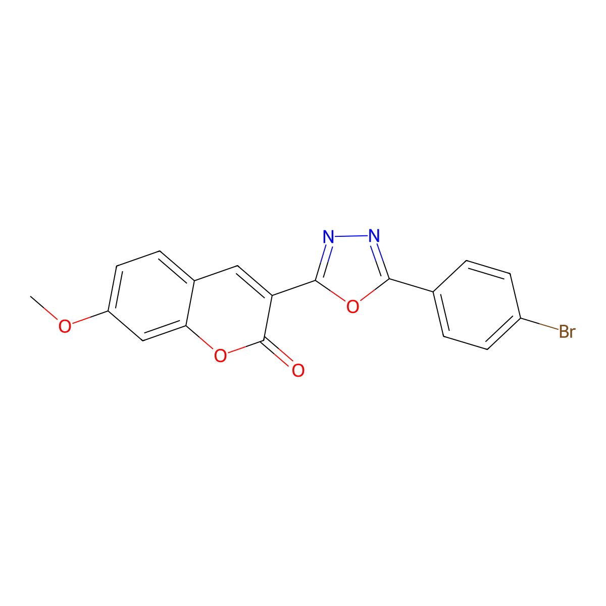 3-[5-(4-bromophenyl)-1,3,4-oxadiazol-2-yl]-7-methoxy-2H-chromen-2-one molecular structure, CAS 2380194-12-5