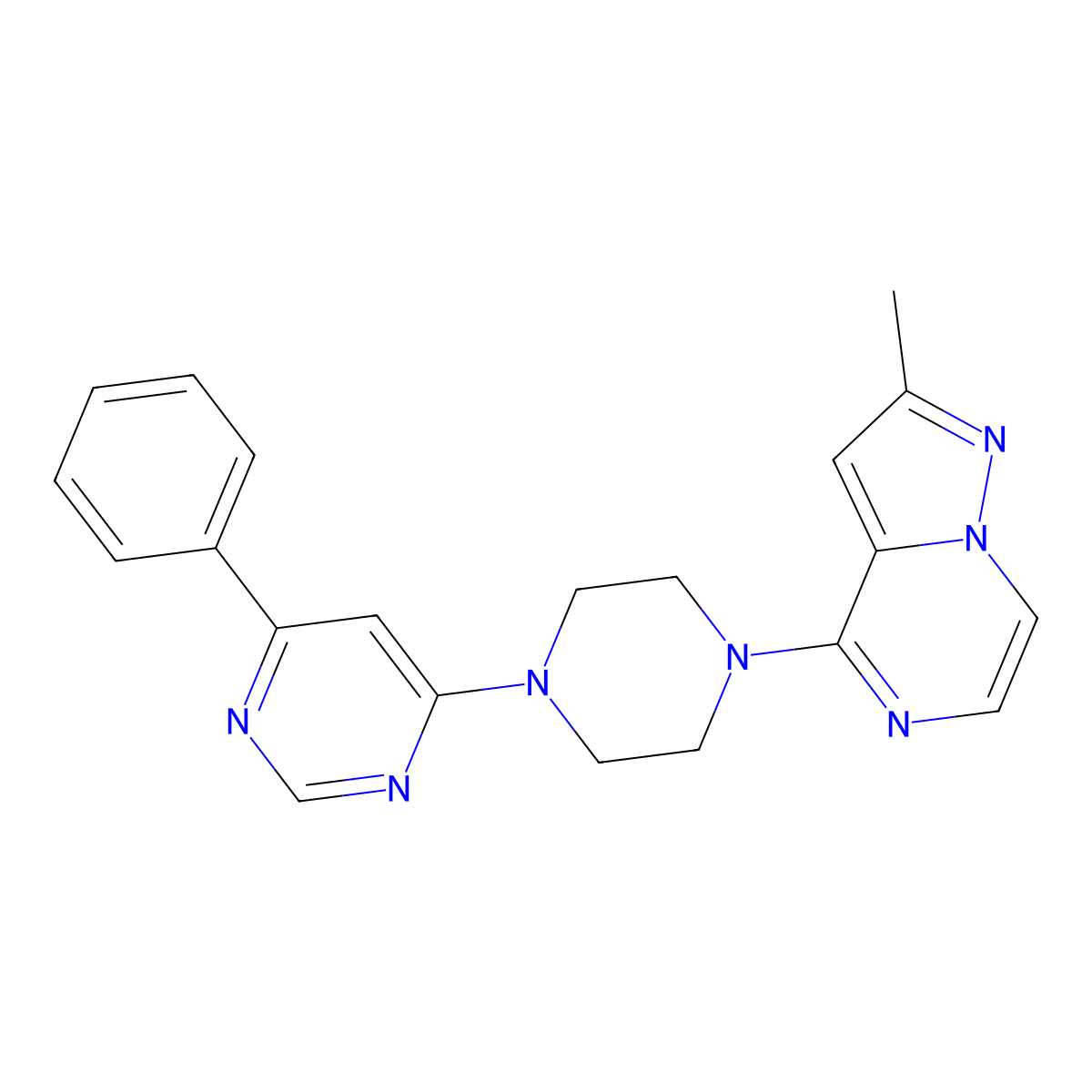 4-(4-{2-Methylpyrazolo[1,5-a]pyrazin-4-yl}piperazin-1-yl)-6-phenylpyrimidine molecular structure, CAS 2380194-13-6