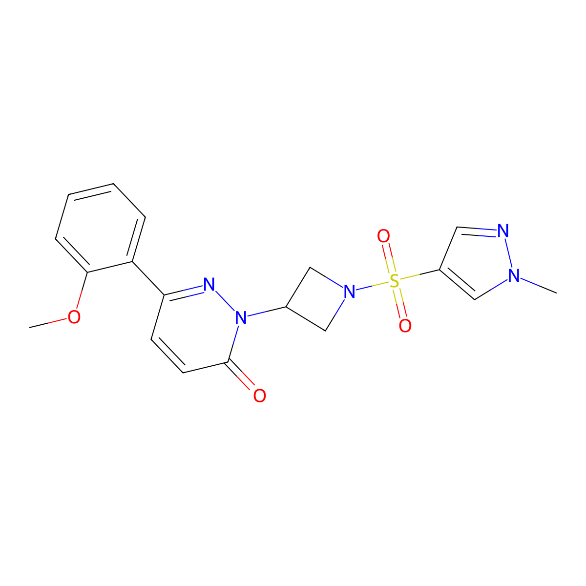 6-(2-methoxyphenyl)-2-{1-[(1-methyl-1H-pyrazol-4-yl)sulfonyl]azetidin-3-yl}-2,3-dihydropyridazin-3-one molecular structure, CAS 2380194-16-9