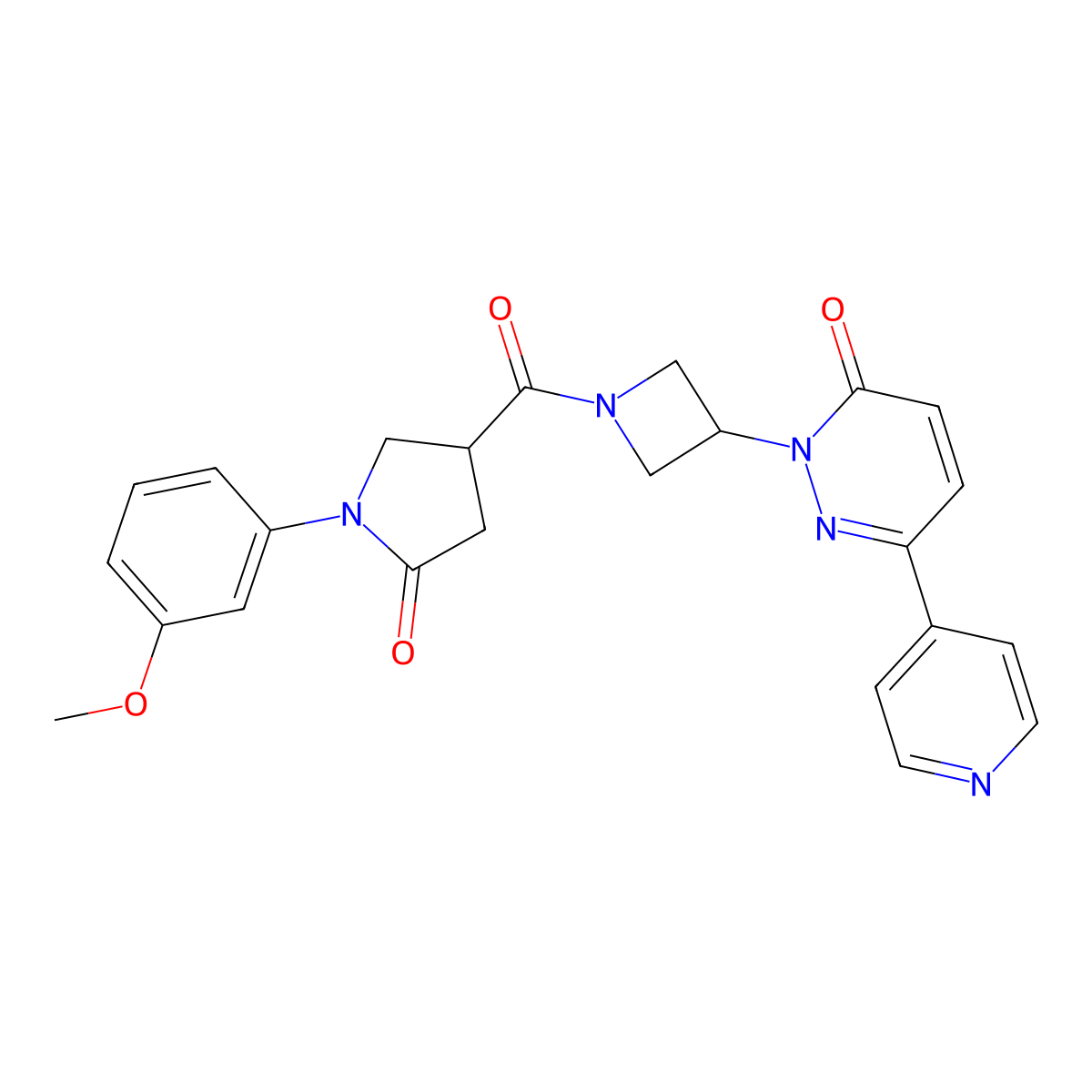 2-{1-[1-(3-Methoxyphenyl)-5-oxopyrrolidine-3-carbonyl]azetidin-3-yl}-6-(pyridin-4-yl)-2,3-dihydropyridazin-3-one molecular structure, CAS 2380194-17-0