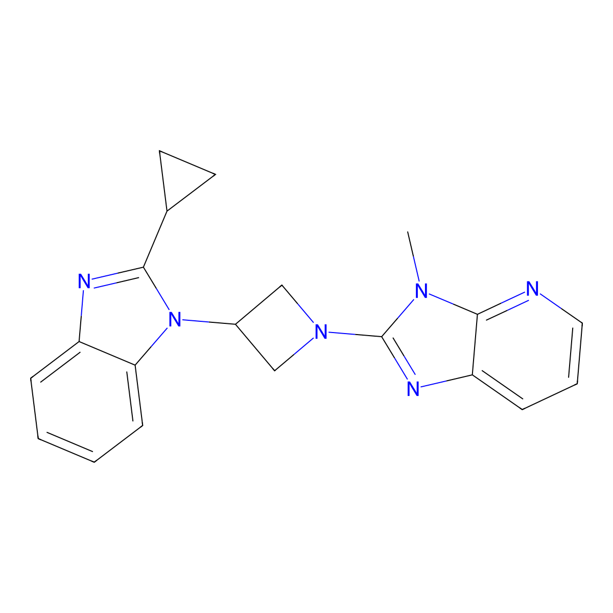 2-cyclopropyl-1-(1-{3-methyl-3H-imidazo[4,5-b]pyridin-2-yl}azetidin-3-yl)-1H-1,3-benzodiazole molecular structure, CAS 2380194-20-5