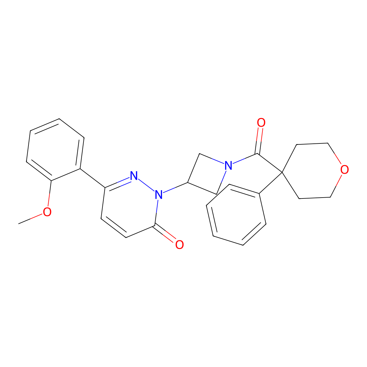 6-(2-Methoxyphenyl)-2-[1-(4-phenyloxane-4-carbonyl)azetidin-3-yl]-2,3-dihydropyridazin-3-one molecular structure, CAS 2380194-24-9