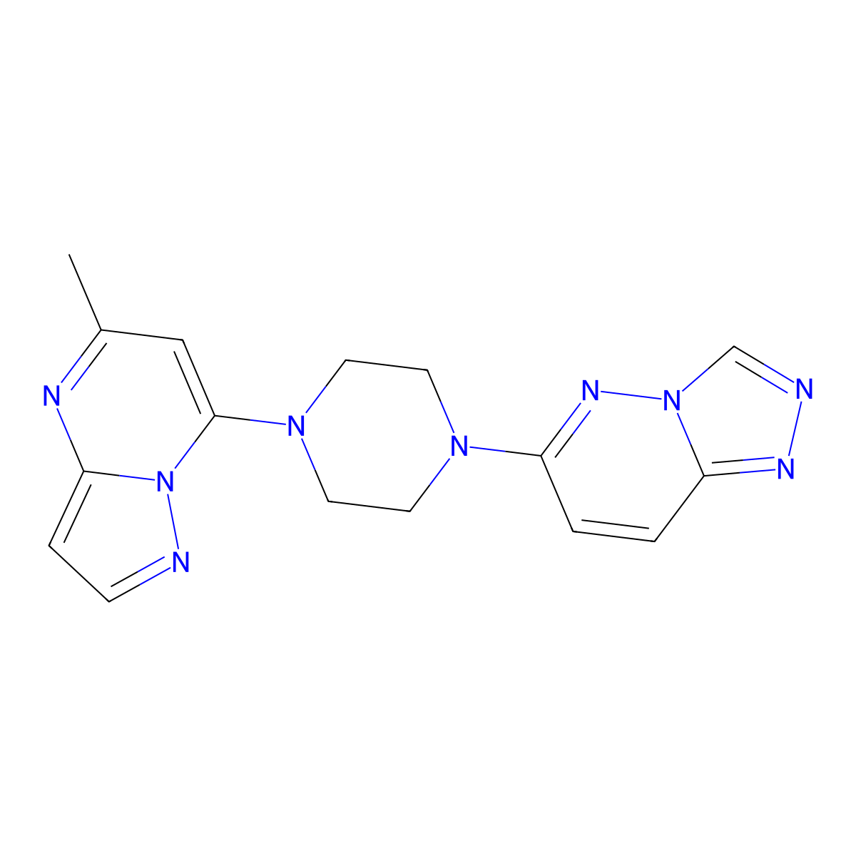 1-{5-Methylpyrazolo[1,5-a]pyrimidin-7-yl}-4-{[1,2,4]triazolo[4,3-b]pyridazin-6-yl}piperazine molecular structure, CAS 2380194-28-3