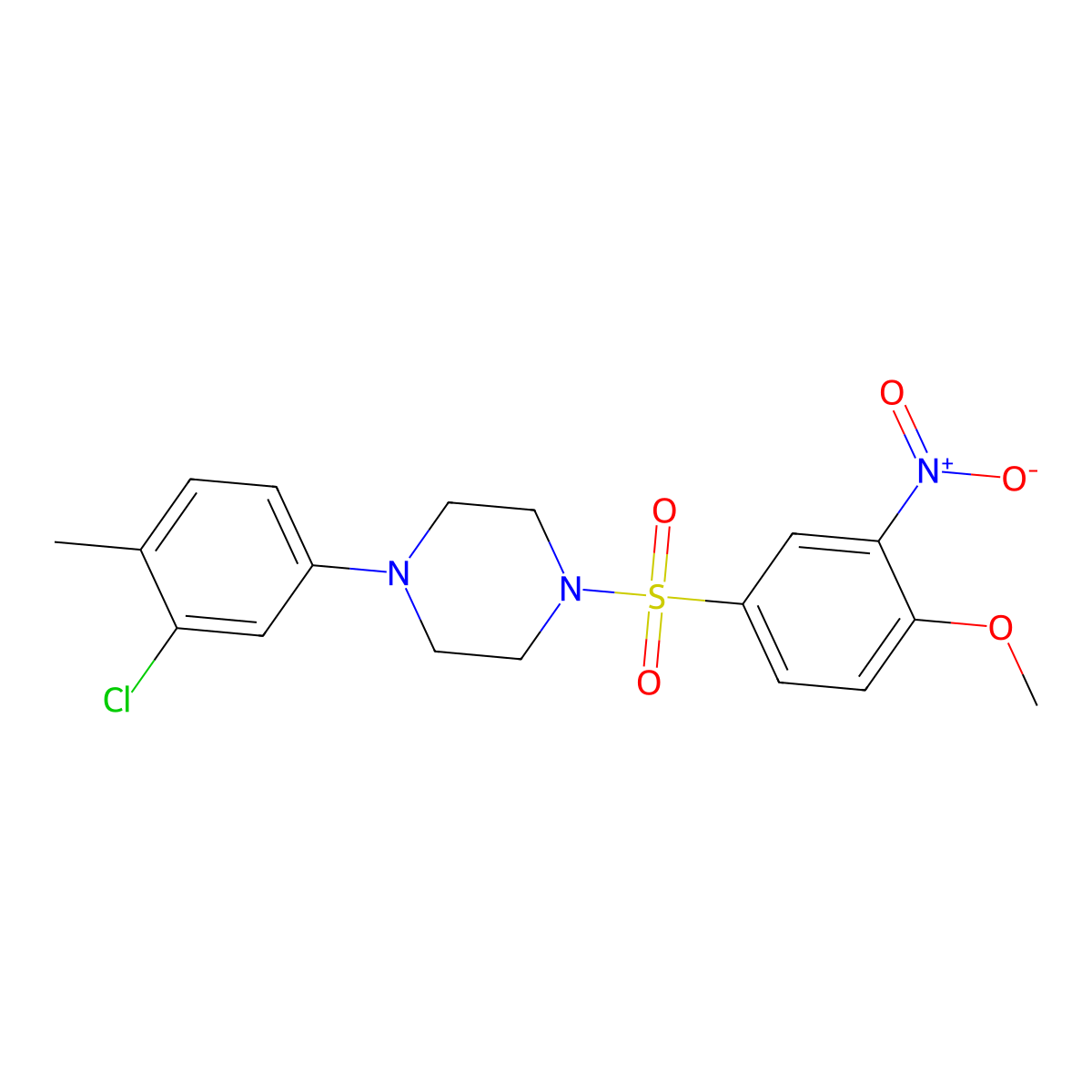 1-(3-Chloro-4-methylphenyl)-4-(4-methoxy-3-nitrobenzenesulfonyl)piperazine molecular structure, CAS 2380194-29-4