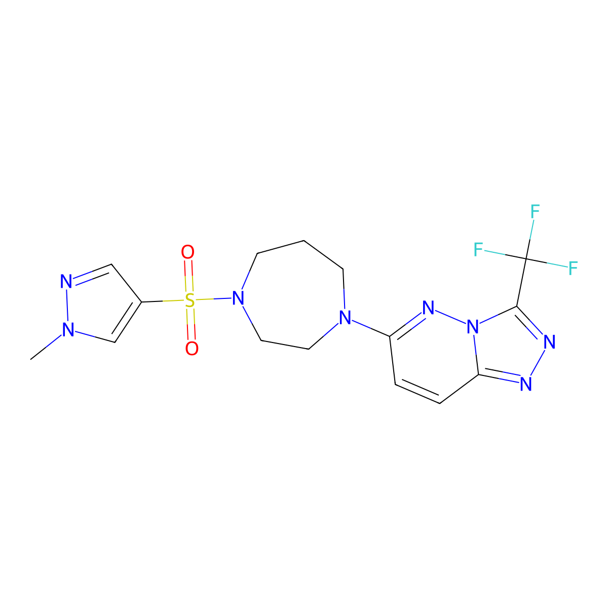 1-[(1-methyl-1H-pyrazol-4-yl)sulfonyl]-4-[3-(trifluoromethyl)-[1,2,4]triazolo[4,3-b]pyridazin-6-yl]-1,4-diazepane molecular structure, CAS 2380194-32-9
