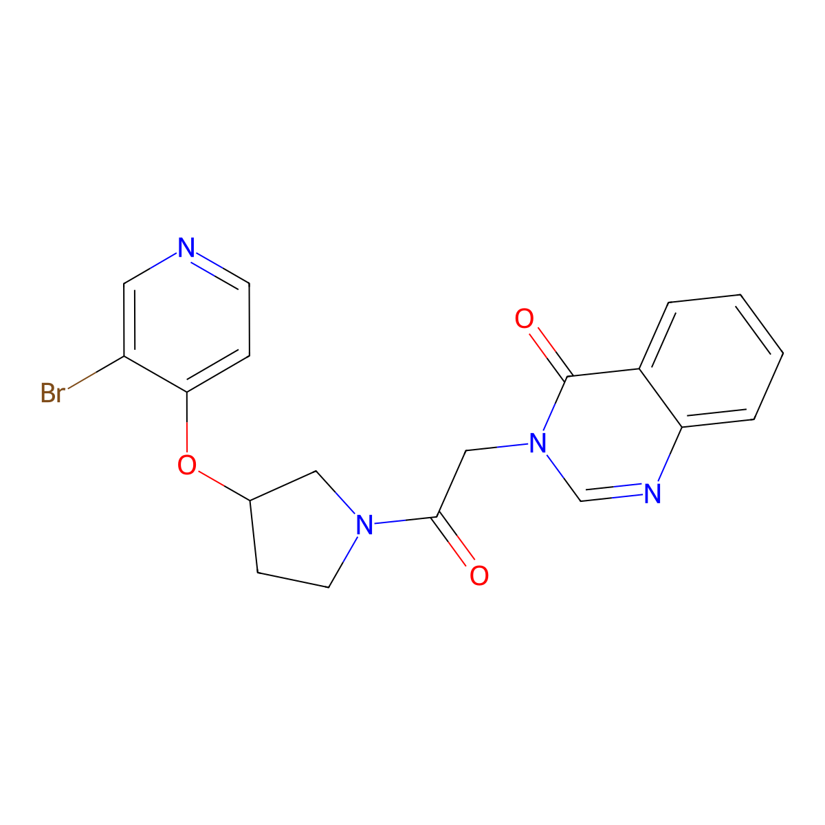 3-(2-{3-[(3-Bromopyridin-4-yl)oxy]pyrrolidin-1-yl}-2-oxoethyl)-3,4-dihydroquinazolin-4-one molecular structure, CAS 2380194-40-9