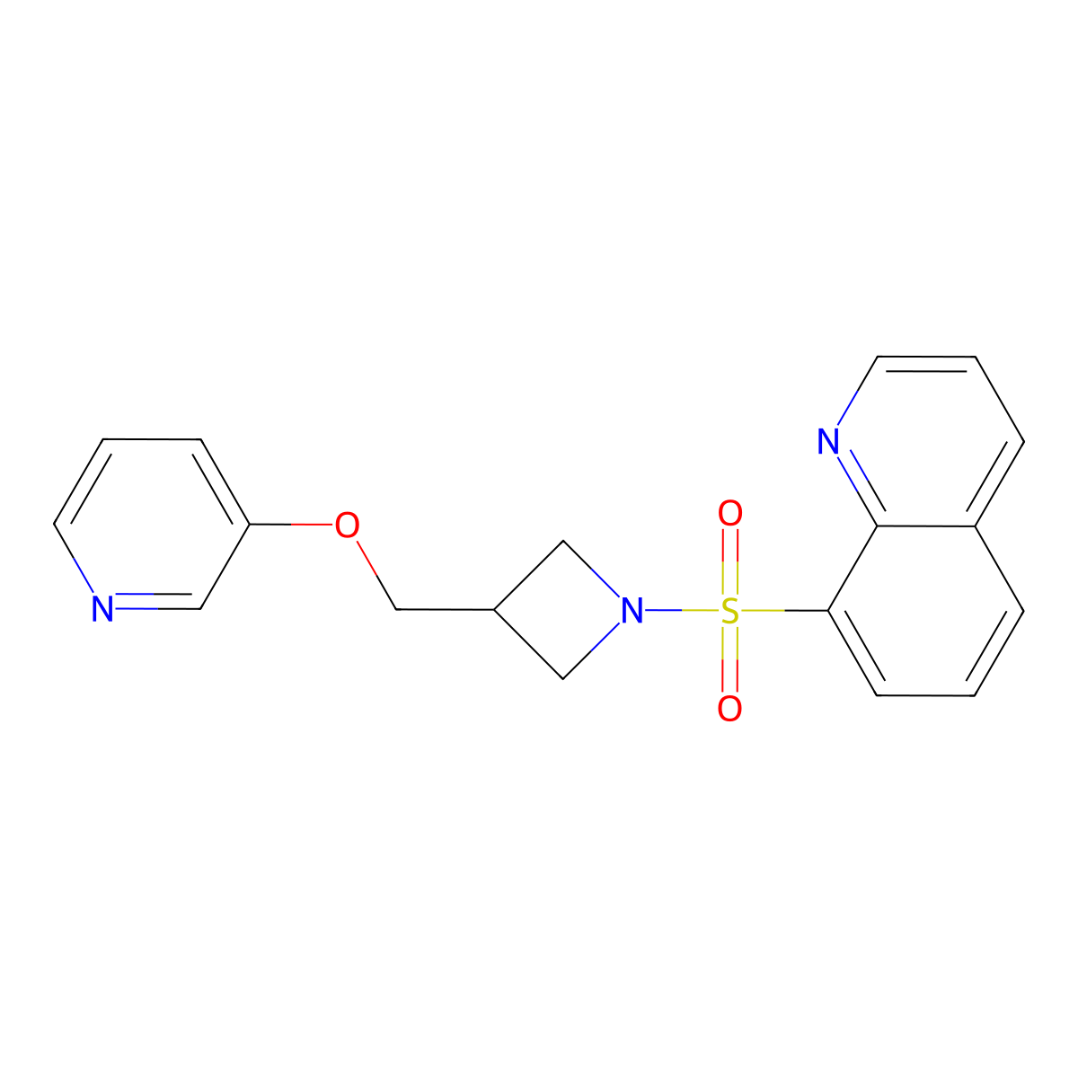 8-({3-[(Pyridin-3-yloxy)methyl]azetidin-1-yl}sulfonyl)quinoline molecular structure, CAS 2380194-44-3
