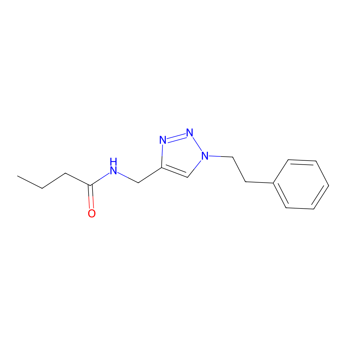 N-{[1-(2-phenylethyl)-1H-1,2,3-triazol-4-yl]methyl}butanamide molecular structure, CAS 2380194-46-5