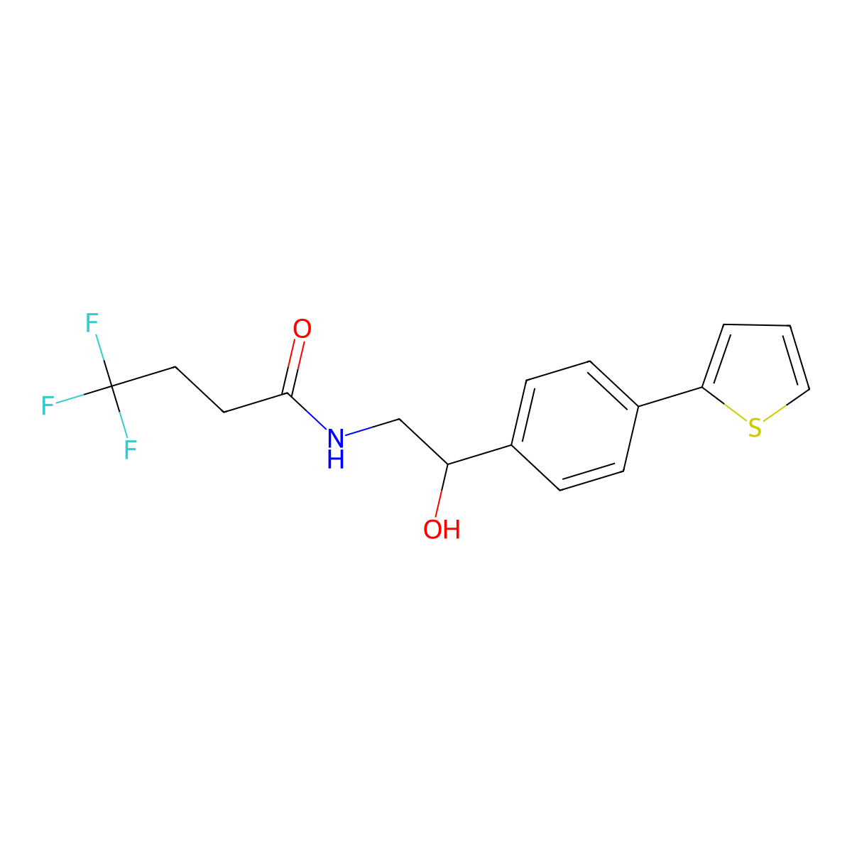 4,4,4-trifluoro-N-{2-hydroxy-2-[4-(thiophen-2-yl)phenyl]ethyl}butanamide molecular structure, CAS 2380194-60-3