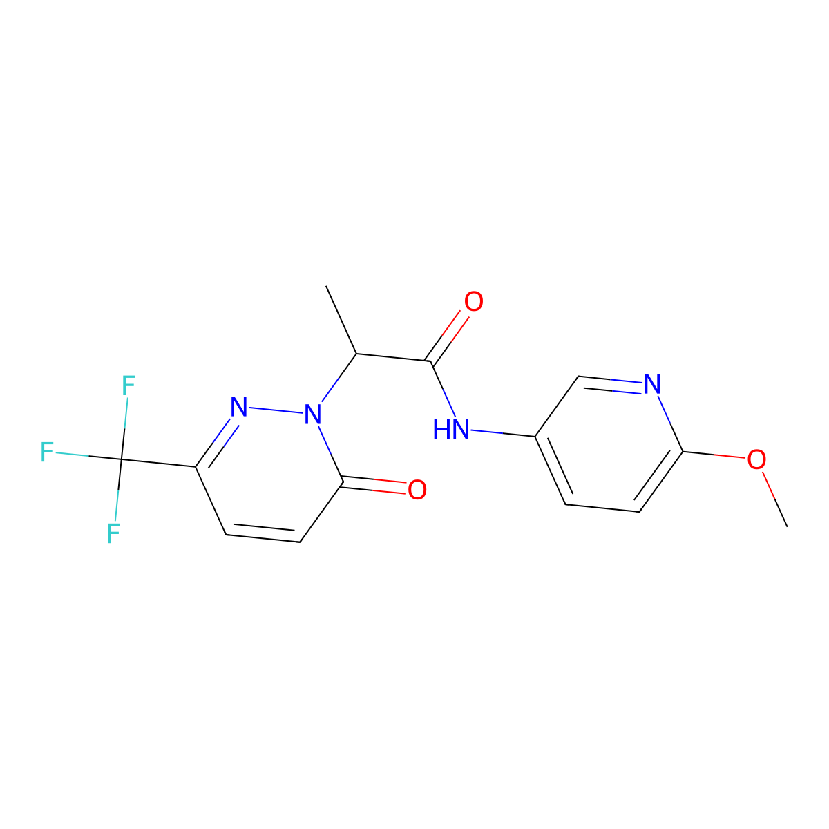 N-(6-methoxypyridin-3-yl)-2-[6-oxo-3-(trifluoromethyl)-1,6-dihydropyridazin-1-yl]propanamide molecular structure, CAS 2380194-65-8