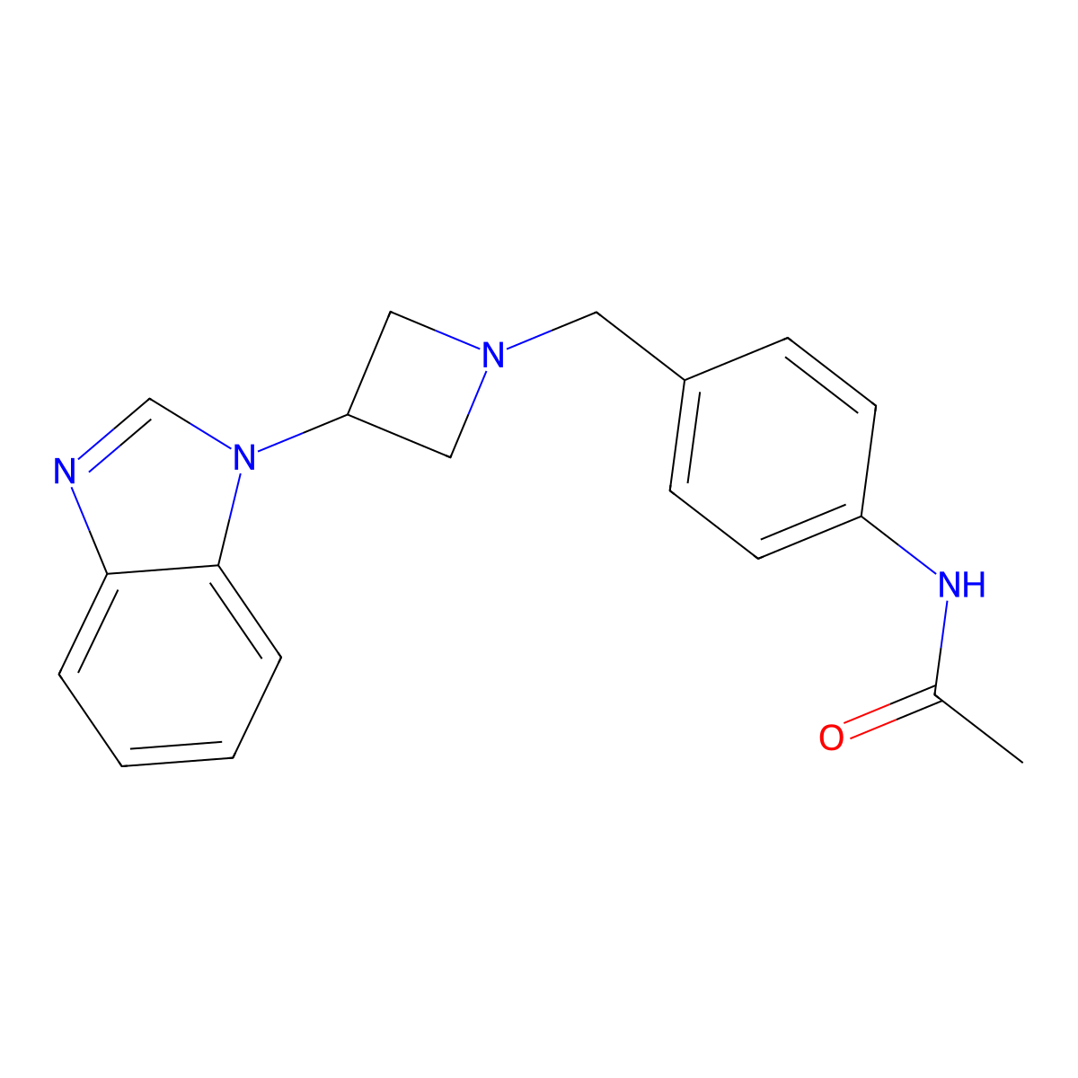 N-(4-{[3-(1H-1,3-benzodiazol-1-yl)azetidin-1-yl]methyl}phenyl)acetamide molecular structure, CAS 2380194-68-1