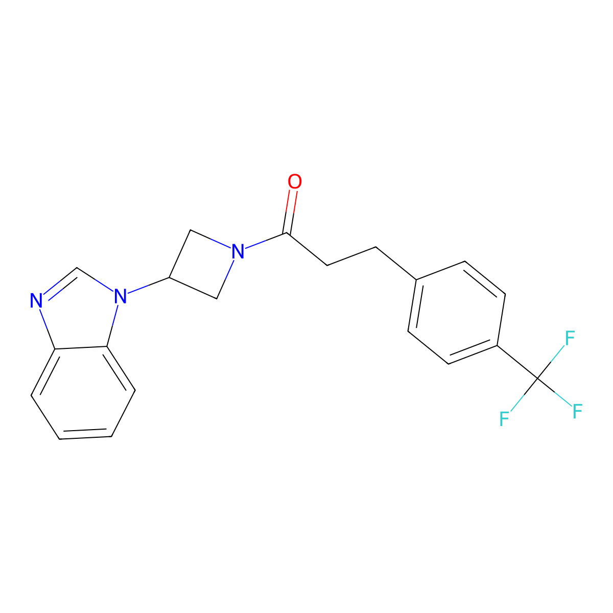 1-[3-(1H-1,3-benzodiazol-1-yl)azetidin-1-yl]-3-[4-(trifluoromethyl)phenyl]propan-1-one molecular structure, CAS 2380194-70-5