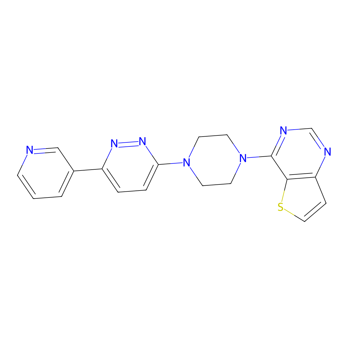 3-(Pyridin-3-yl)-6-(4-{thieno[3,2-d]pyrimidin-4-yl}piperazin-1-yl)pyridazine molecular structure, CAS 2380194-75-0
