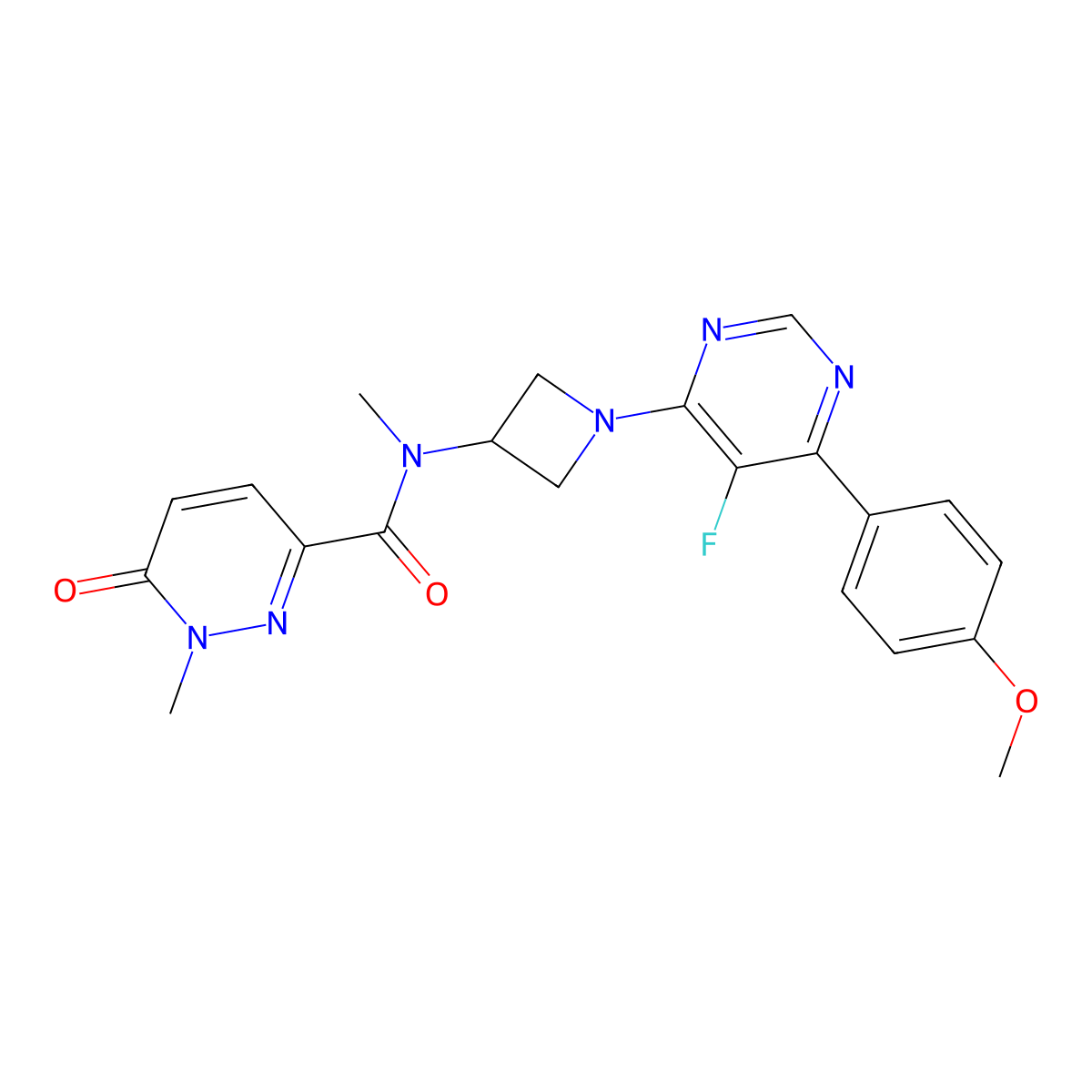 N-{1-[5-fluoro-6-(4-methoxyphenyl)pyrimidin-4-yl]azetidin-3-yl}-N,1-dimethyl-6-oxo-1,6-dihydropyridazine-3-carboxamide molecular structure, CAS 2380194-82-9