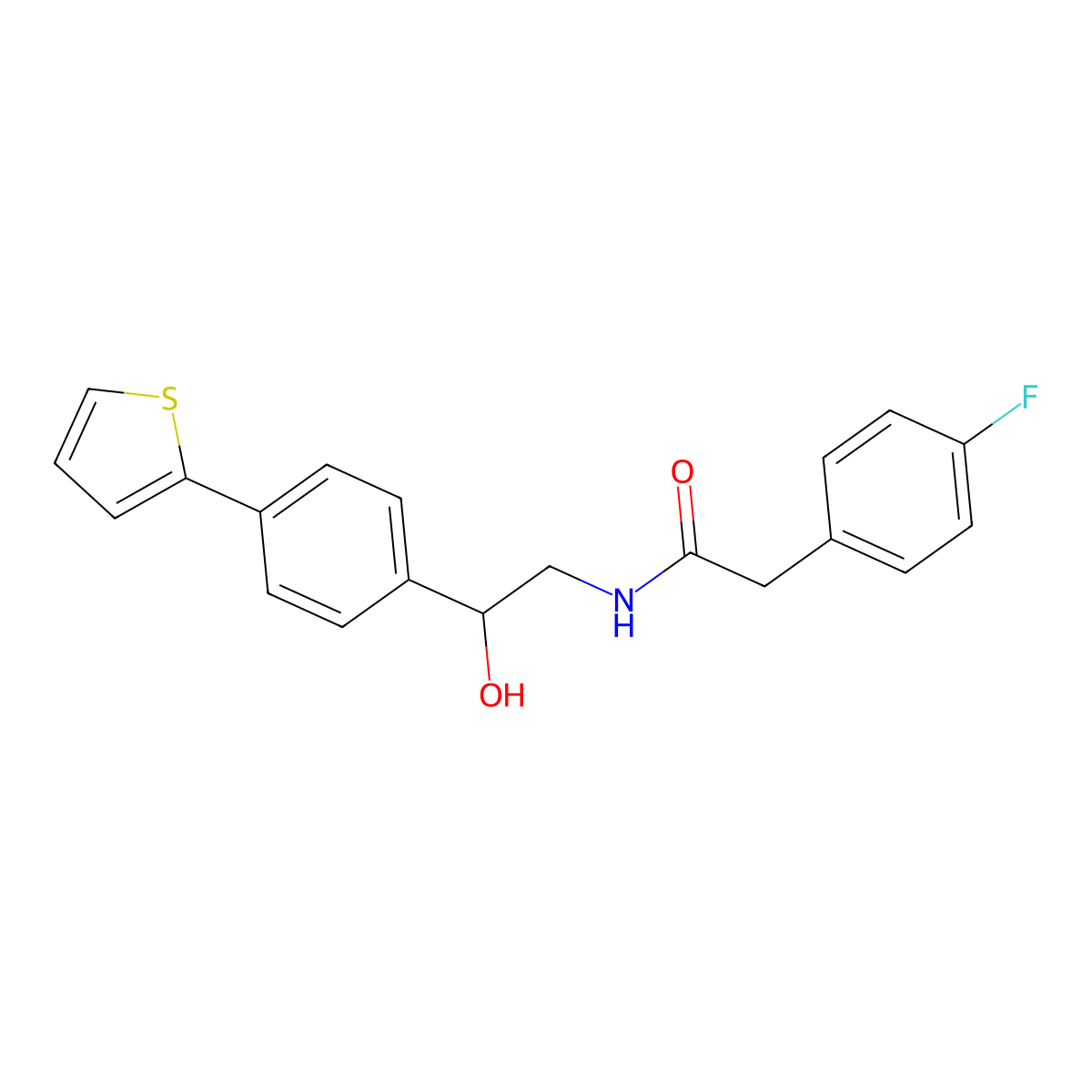 2-(4-fluorophenyl)-N-{2-hydroxy-2-[4-(thiophen-2-yl)phenyl]ethyl}acetamide molecular structure, CAS 2380194-84-1