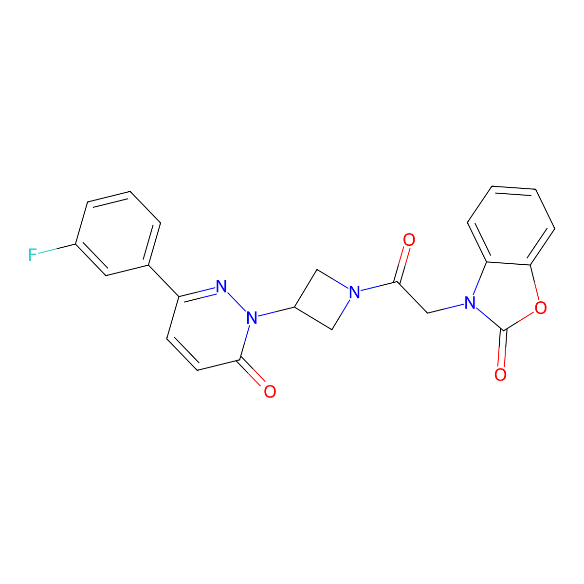 3-(2-{3-[3-(3-Fluorophenyl)-6-oxo-1,6-dihydropyridazin-1-yl]azetidin-1-yl}-2-oxoethyl)-2,3-dihydro-1,3-benzoxazol-2-one molecular structure, CAS 2380194-85-2