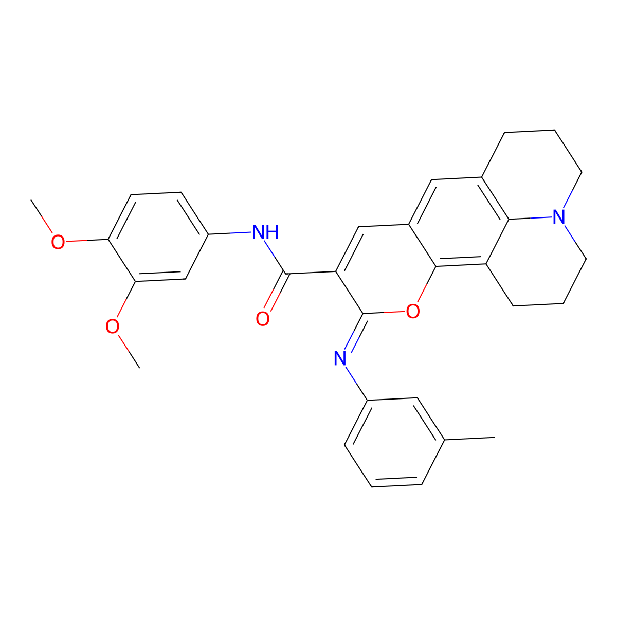 (4Z)-N-(3,4-dimethoxyphenyl)-4-[(3-methylphenyl)imino]-3-oxa-13-azatetracyclo[7.7.1.0^{2,7}.0^{13,17}]heptadeca-1,5,7,9(17)-tetraene-5-carboxamide molecular structure, CAS 2380195-88-8