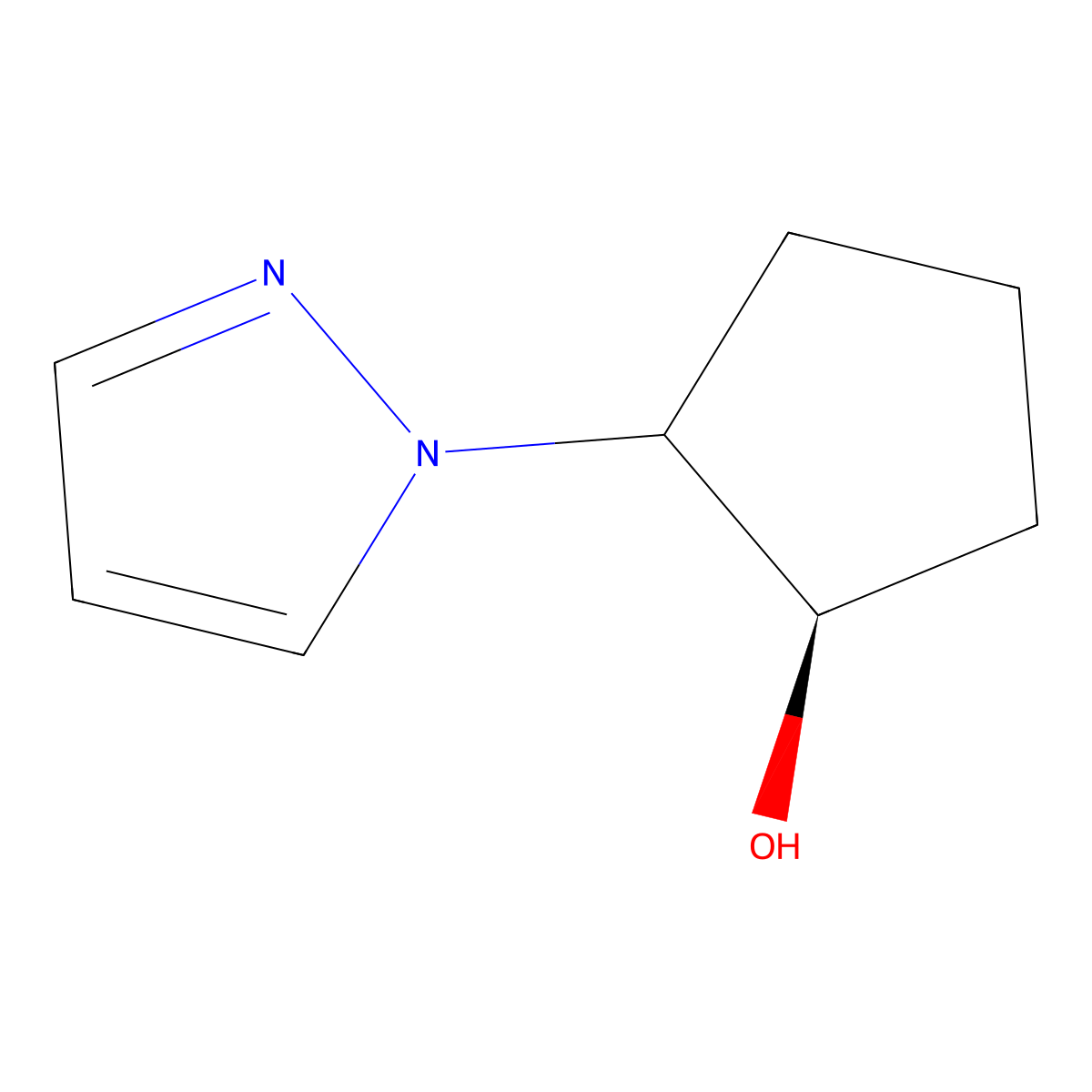 trans-2-(1H-pyrazol-1-yl)cyclopentan-1-ol molecular structure, CAS 2380196-37-0