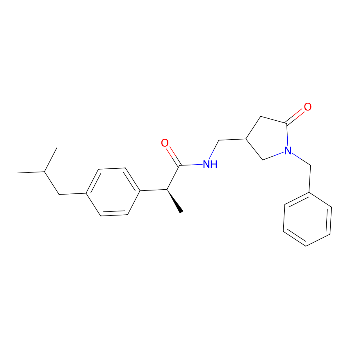 (2S)-N-[(1-Benzyl-5-oxopyrrolidin-3-yl)methyl]-2-[4-(2-methylpropyl)phenyl]propanamide molecular structure, CAS 2380196-38-1