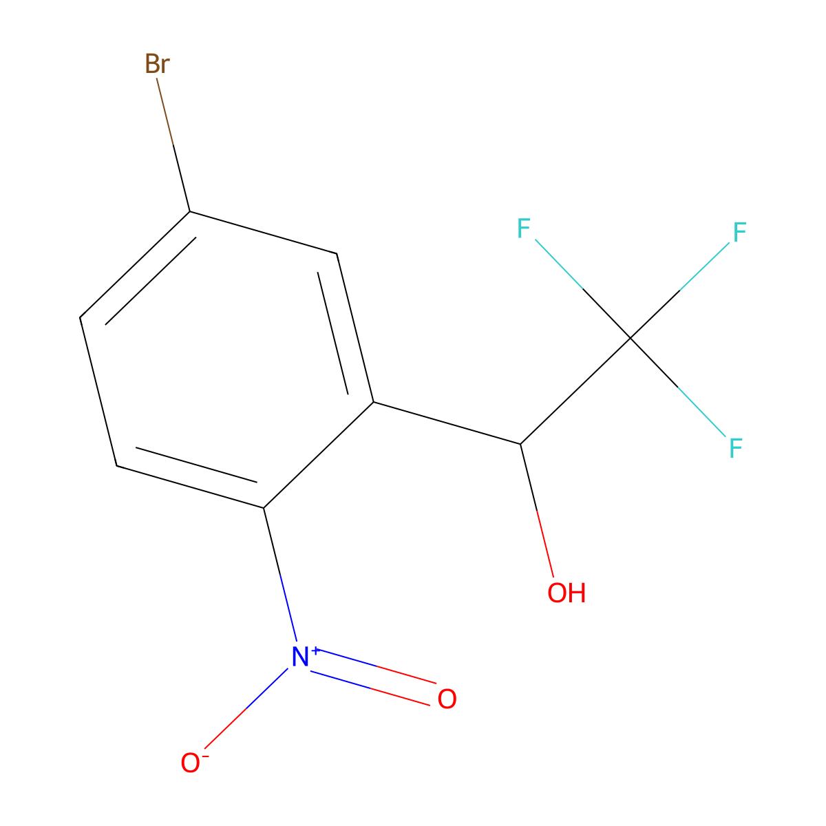 1-(5-Bromo-2-nitrophenyl)-2,2,2-trifluoroethan-1-ol molecular structure, CAS 2380252-23-1