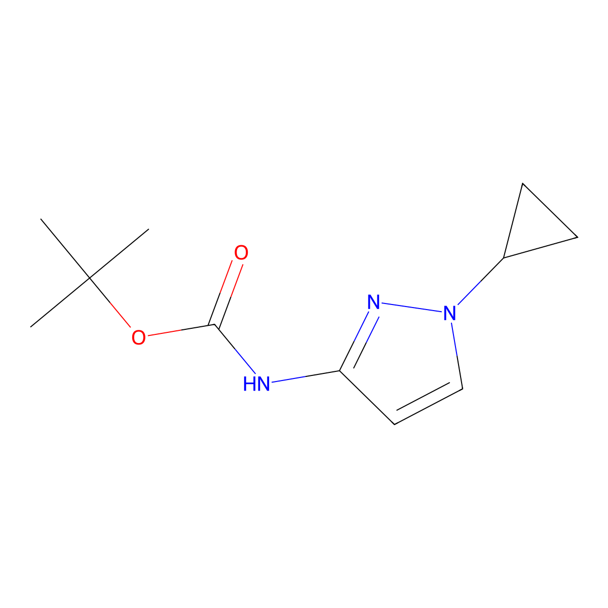 tert-Butyl (1-cyclopropyl-1H-pyrazol-3-yl)carbamate molecular structure, CAS 2380267-91-2