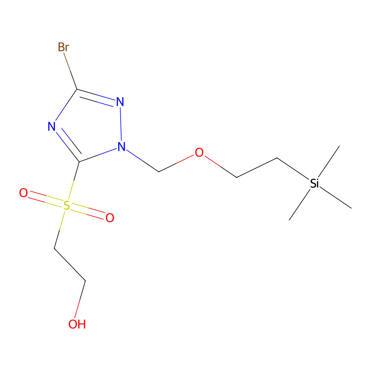 2-[(3-bromo-1-{[2-(trimethylsilyl)ethoxy]methyl}-1H-1,2,4-triazol-5-yl)sulfonyl]ethan-1-ol molecular structure, CAS 2380268-76-6