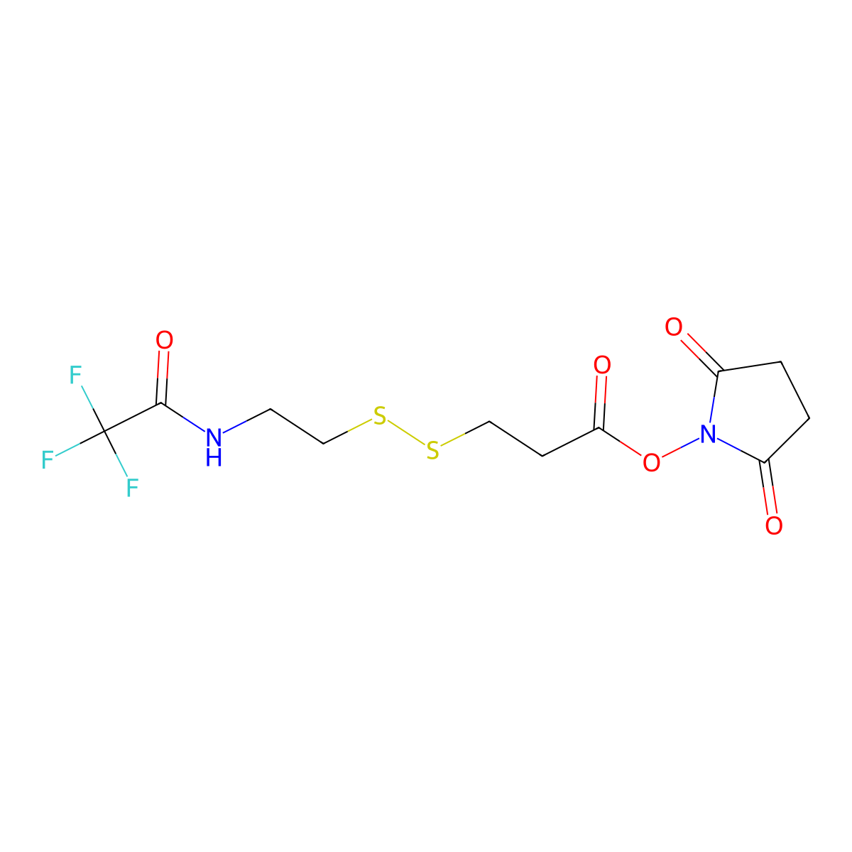 Trifluoroacetamidoethyl-SS-propionic NHS ester molecular structure, CAS 2380318-60-3