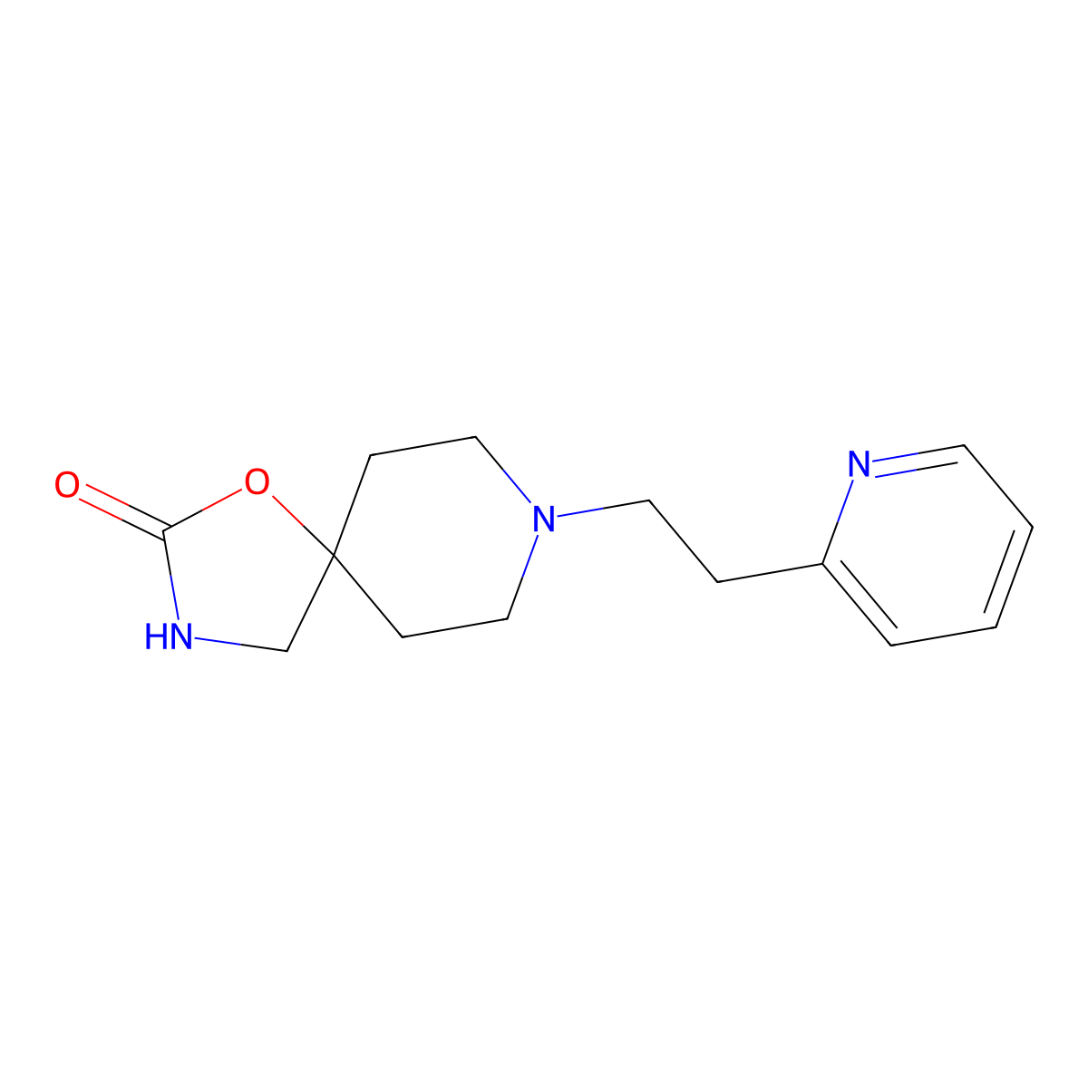 1-Oxa-3,8-diazaspiro(4.5)decan-2-one, 8-(2-(2-pyridyl)ethyl)- molecular structure, CAS 23804-98-0
