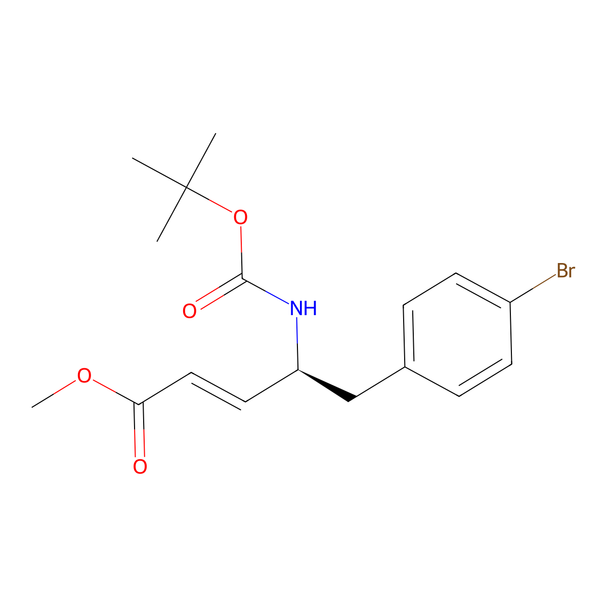 (S,E)-Methyl 5-(4-bromophenyl)-4-((tert-butoxycarbonyl)amino)pent-2-enoate molecular structure, CAS 2380440-11-7
