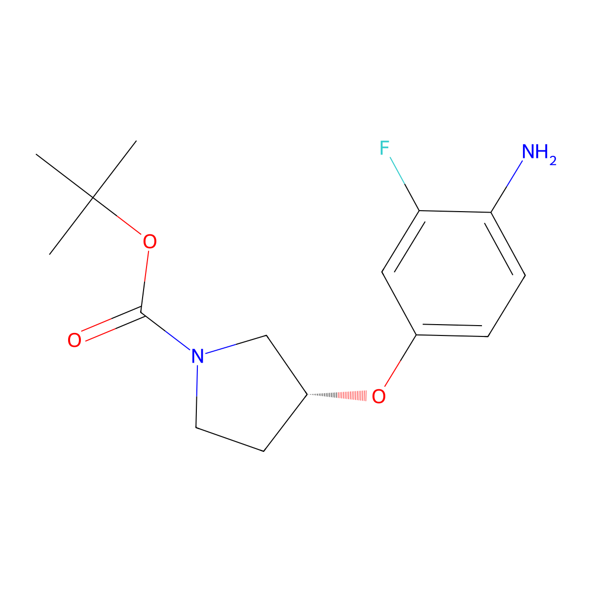 tert-butyl (3R)-3-(4-amino-3-fluorophenoxy)pyrrolidine-1-carboxylate molecular structure, CAS 2380449-71-6