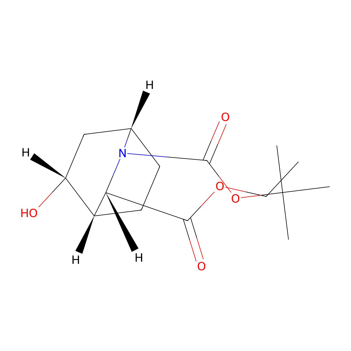 O2-tert-butyl O3-ethyl (1S,3S,4S,5R)-5-hydroxy-2-azabicyclo[2.2.2]octane-2,3-dicarboxylate molecular structure, CAS 2380459-95-8
