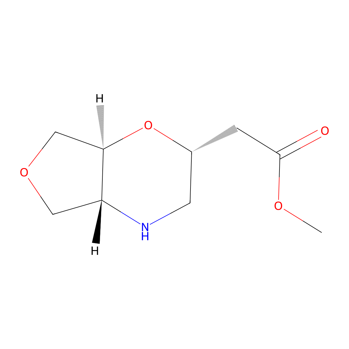 rac-methyl 2-[(2R,4aR,7aS)-hexahydro-2H-furo[3,4-b]morpholin-2-yl]acetate molecular structure, CAS 2380492-82-8