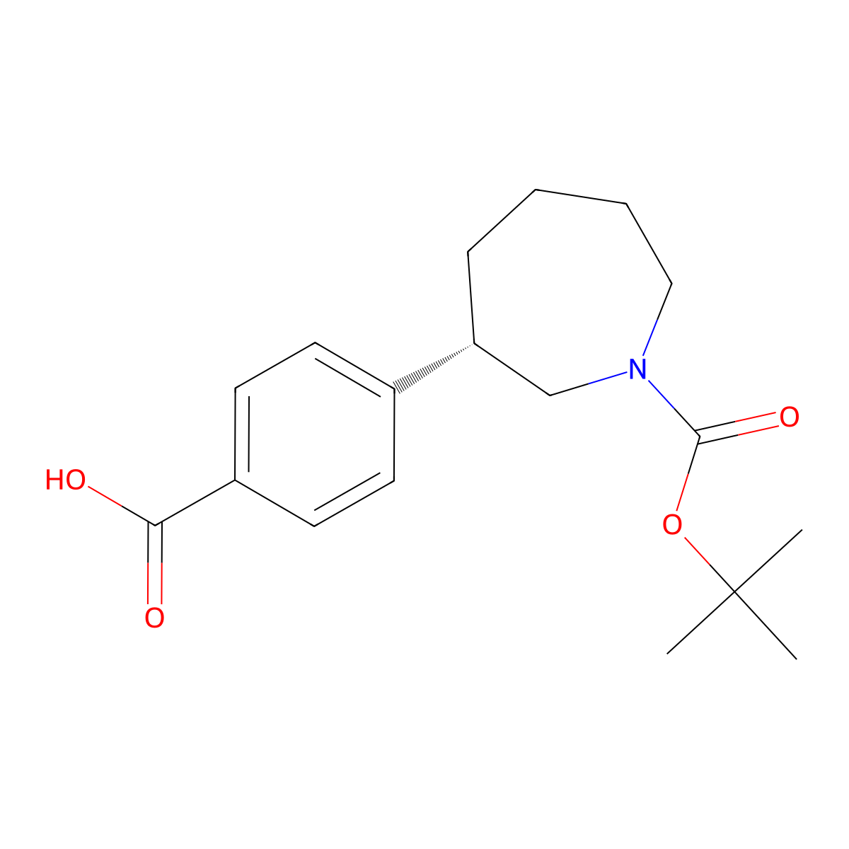(S)-4-(1-(tert-butoxycarbonyl)azepan-3-yl)benzoic acid molecular structure, CAS 2380505-09-7