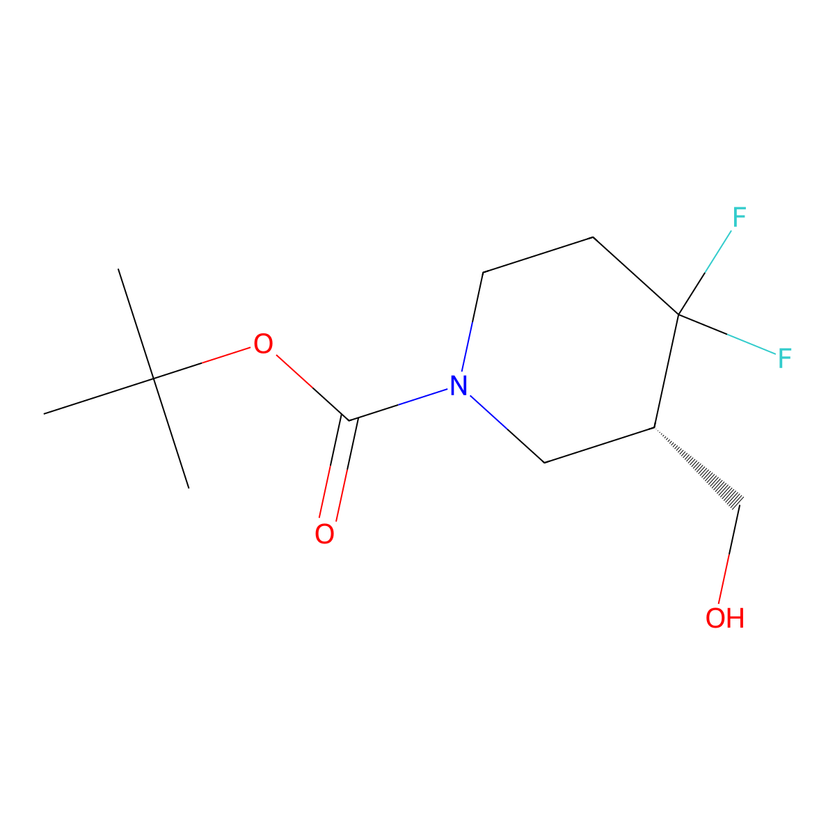 tert-Butyl (S)-4,4-difluoro-3-(hydroxymethyl)piperidine-1-carboxylate molecular structure, CAS 2380507-04-8