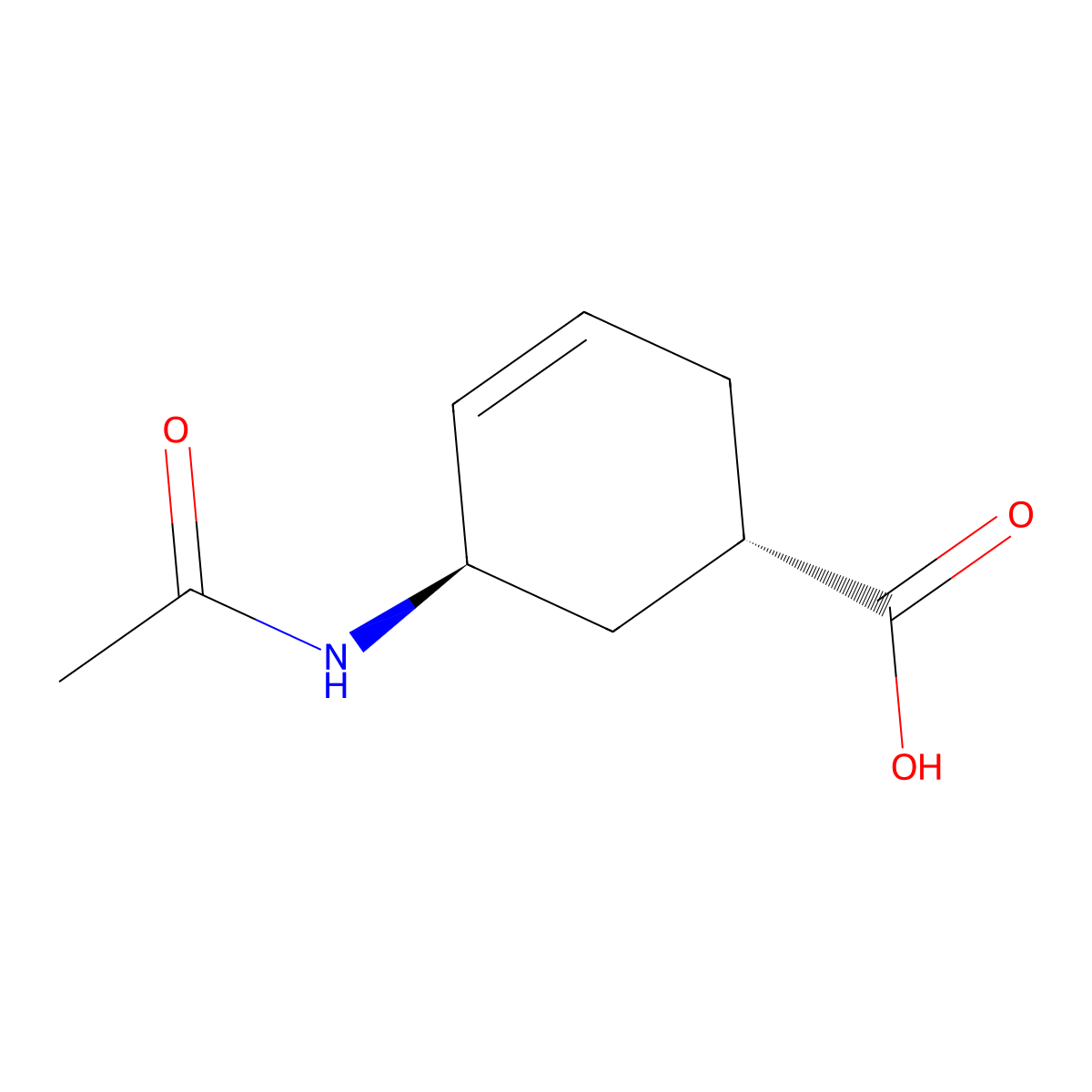 rac-(1R,5S)-5-acetamidocyclohex-3-ene-1-carboxylic acid molecular structure, CAS 2380508-25-6