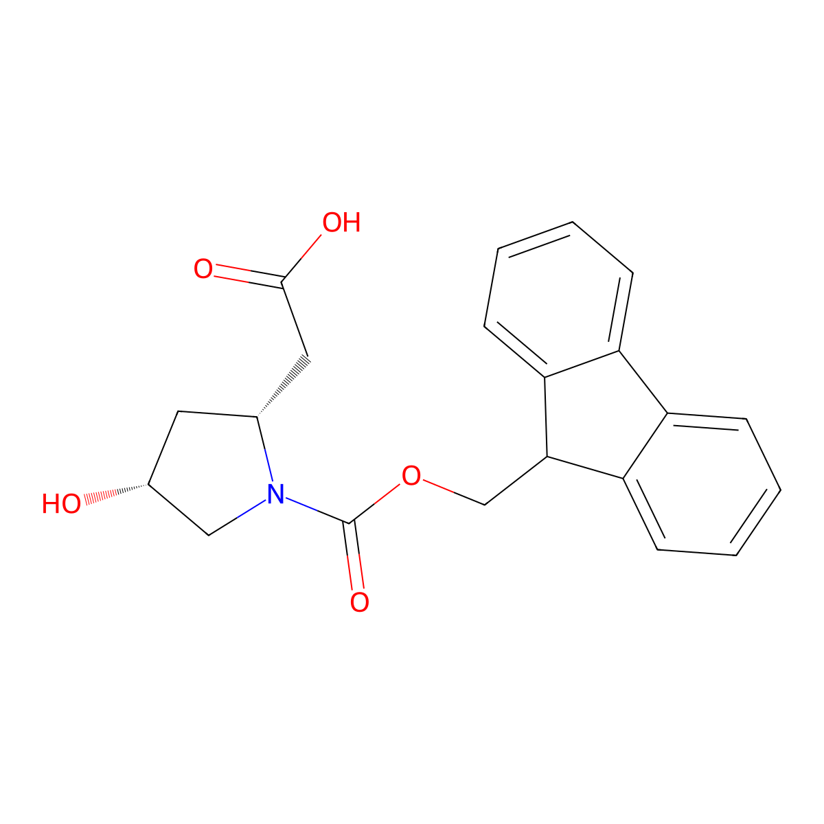 2-[(2R,4R)-1-{[(9H-fluoren-9-yl)methoxy]carbonyl}-4-hydroxypyrrolidin-2-yl]acetic acid molecular structure, CAS 2380511-99-7