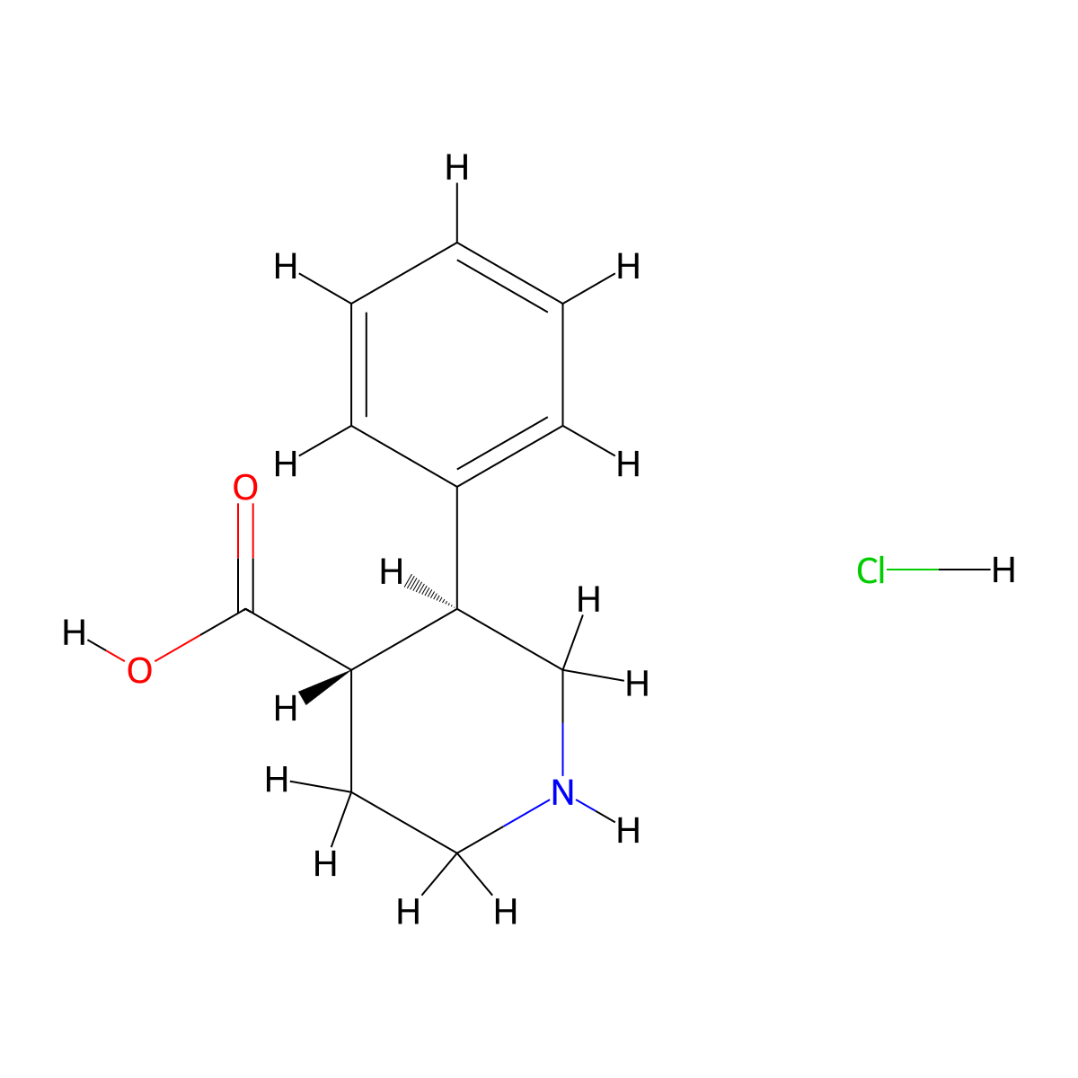 (3S,4S)-3-phenylpiperidine-4-carboxylic acid hydrochloride molecular structure, CAS 2380523-51-1