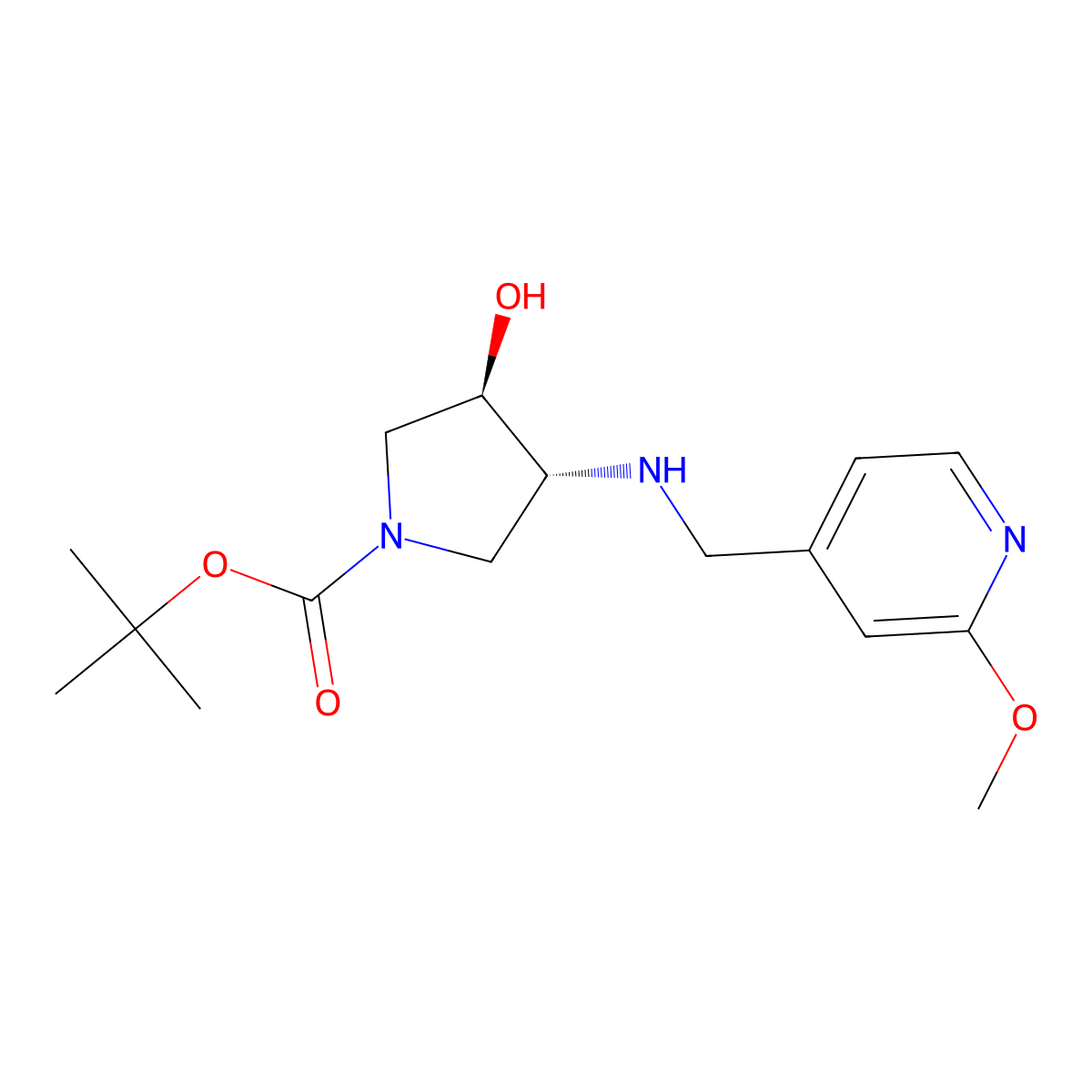 tert-butyl (3R,4R)-3-hydroxy-4-{[(2-methoxypyridin-4-yl)methyl]amino}pyrrolidine-1-carboxylate molecular structure, CAS 2380552-82-7