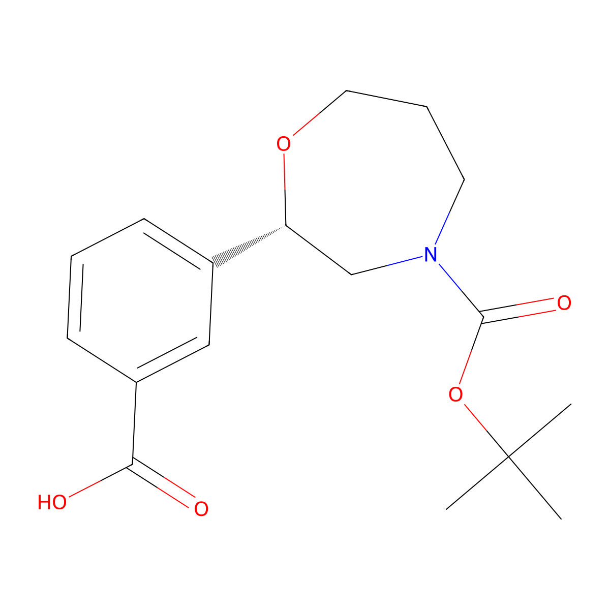 (S)-3-(4-(tert-butoxycarbonyl)-1,4-oxazepan-2-yl)benzoic acid molecular structure, CAS 2380563-29-9