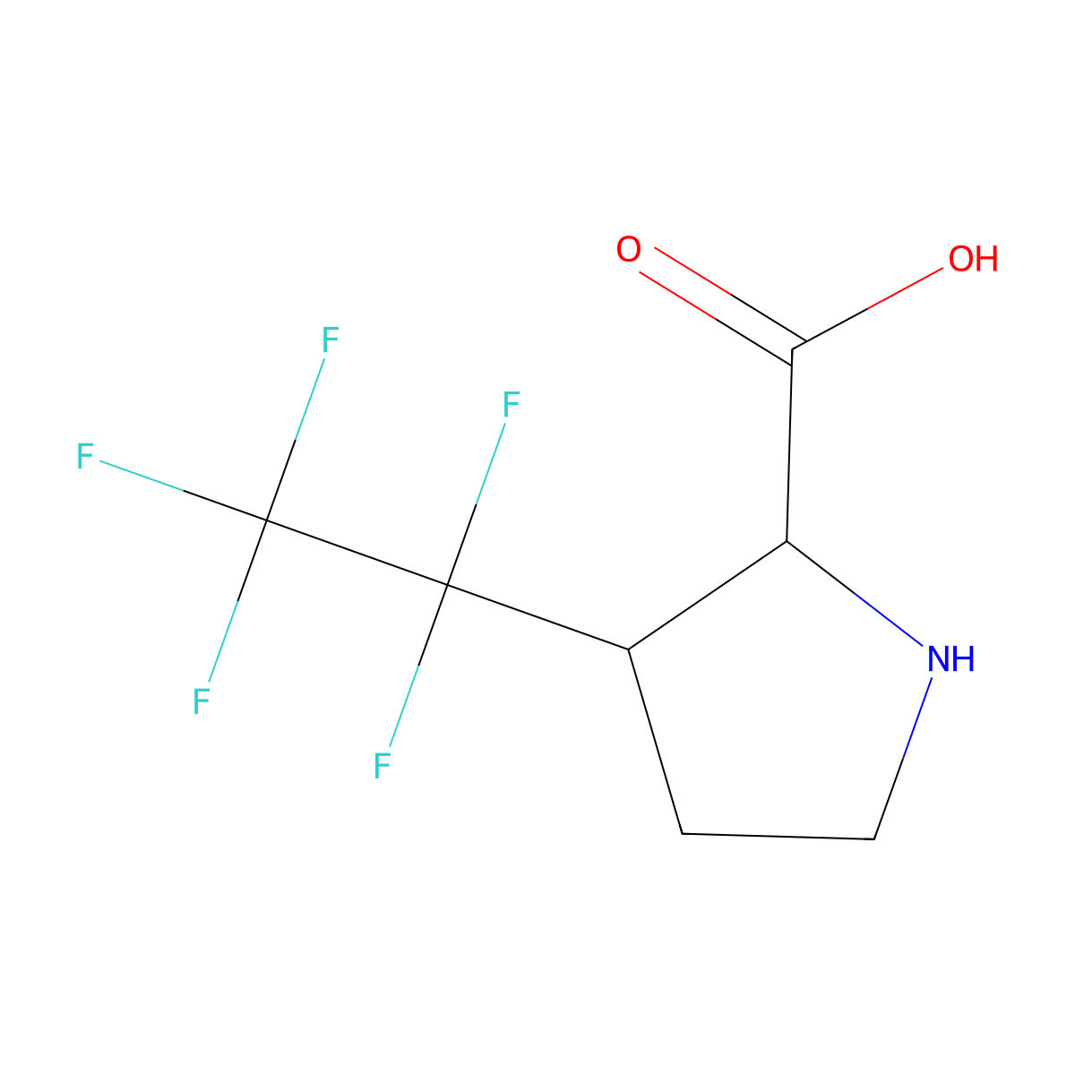 (2R,3R)-3-(pentafluoroethyl)pyrrolidine-2-carboxylic acid molecular structure, CAS 2380566-76-5