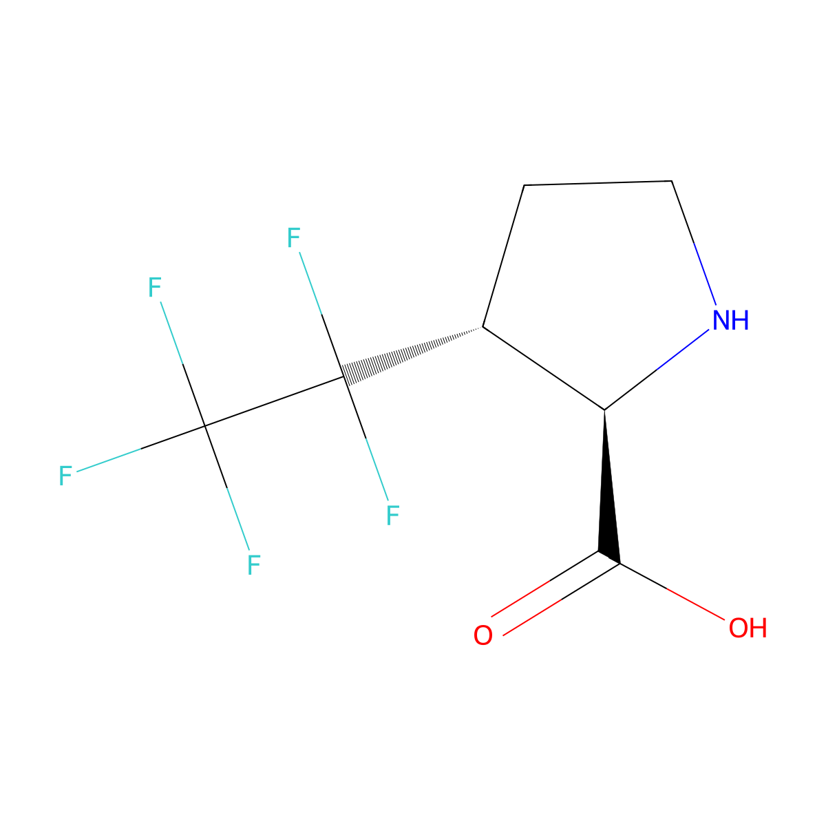 (2R,3R)-3-(pentafluoroethyl)pyrrolidine-2-carboxylic acid molecular structure, CAS 2380566-76-5