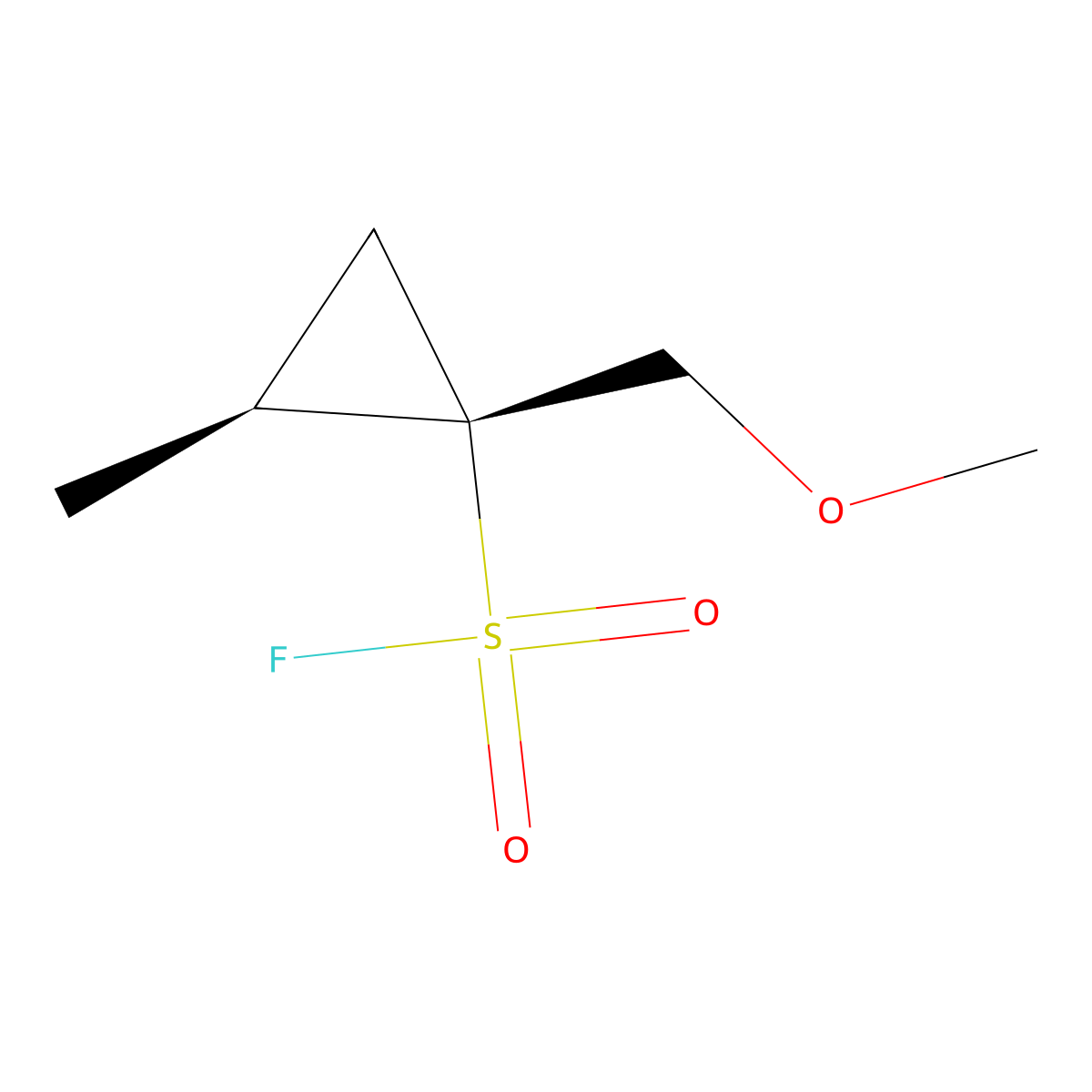rac-(1R,2R)-1-(methoxymethyl)-2-methylcyclopropane-1-sulfonyl fluoride molecular structure, CAS 2380587-68-6