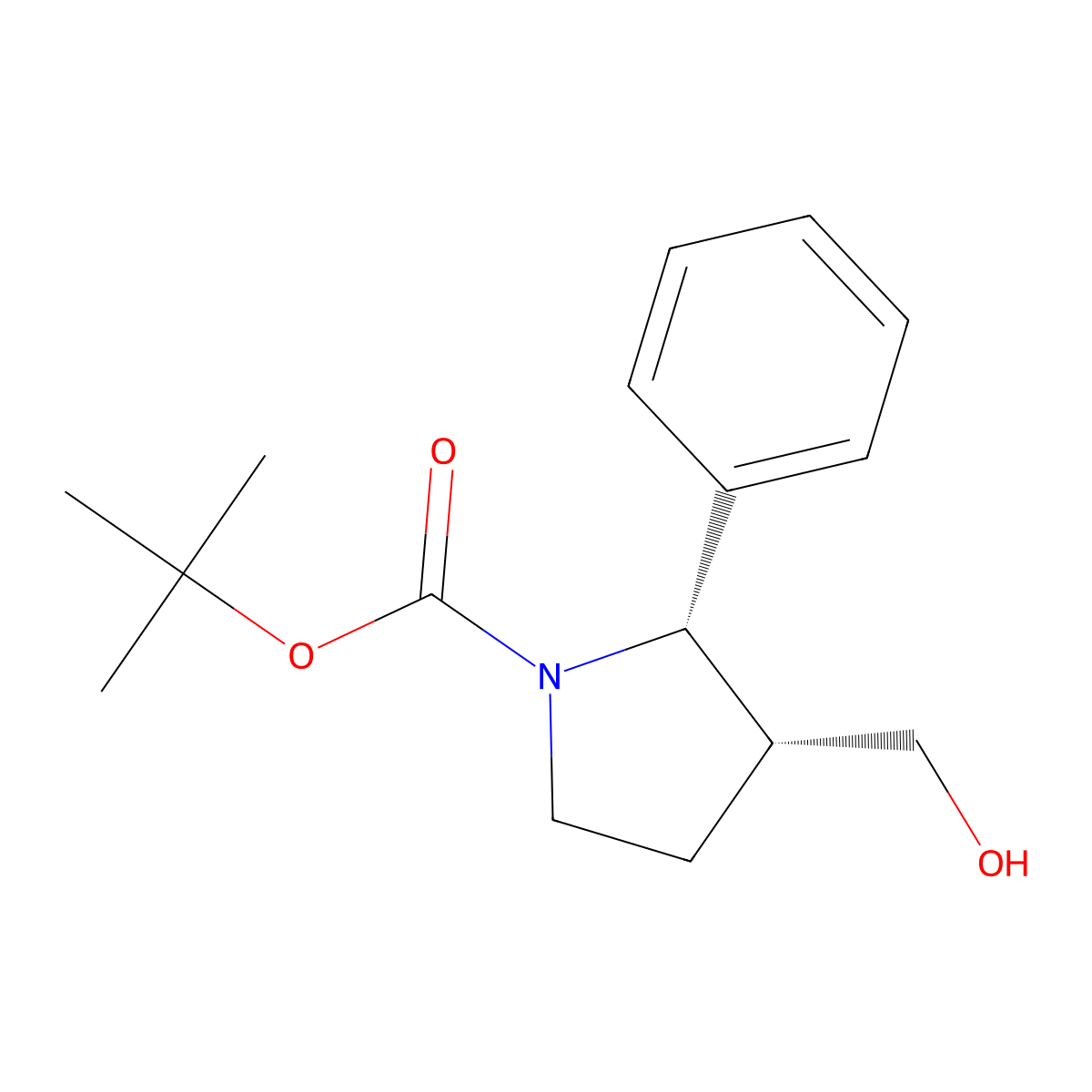 rac-tert-butyl (2R,3S)-3-(hydroxymethyl)-2-phenylpyrrolidine-1-carboxylate molecular structure, CAS 2380597-01-1