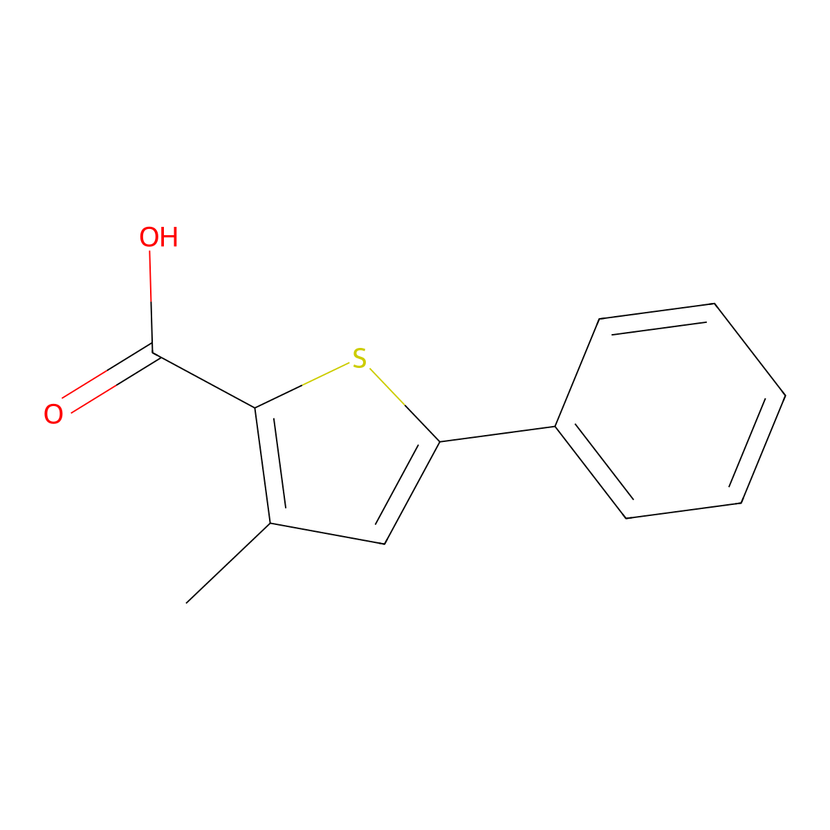 3-Methyl-5-phenylthiophene-2-carboxylic acid molecular structure, CAS 23806-25-9